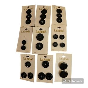 3/$30 VTG LA MODE Black Two and Four Hole Shank Acrylic Buttons